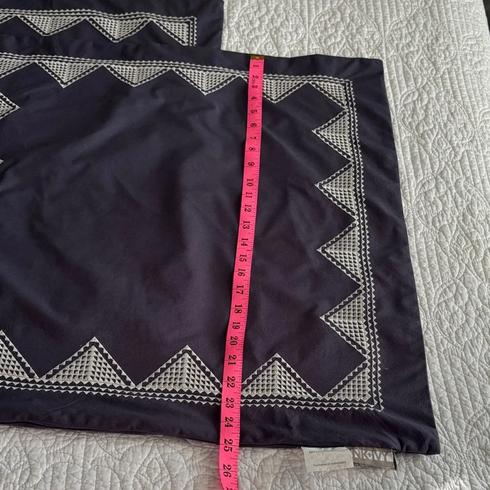 Ink + Ivy Isla Cotton Embroidered Edge Geometric Euro Shams Set of 2 Gray White
